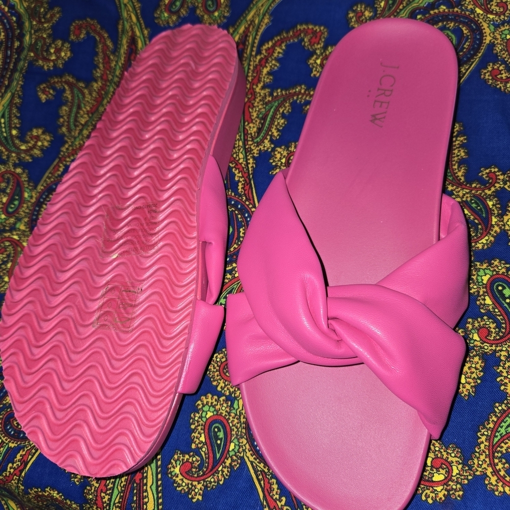 J. Crew Fuchsia Knot Slide Sandals - Picture 2 of 7